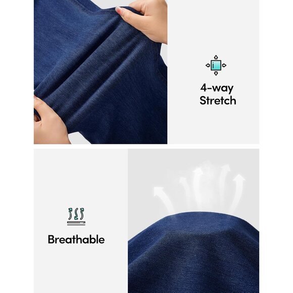 Women Jeggings Capris Stretchy High Waist Denim with Pockets Casual Pants - Picture 3 of 5